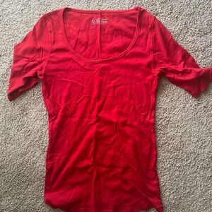 Victoria's Secret Red Scoop Neck Short Sleeve Tee